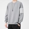 Men's Hong Kong Style Waffle Knit Round Neck Hoodie - Trendy Autumn Long Sleeve Pullover for Youth Students