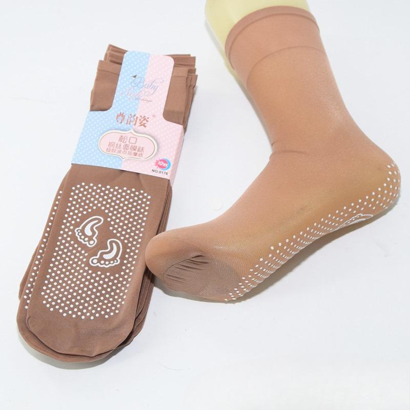 10 Pairs of Women's Massage Short Silk Stockings In Thin Style for Spring and Summer, with Adhesive and Anti-slip Function