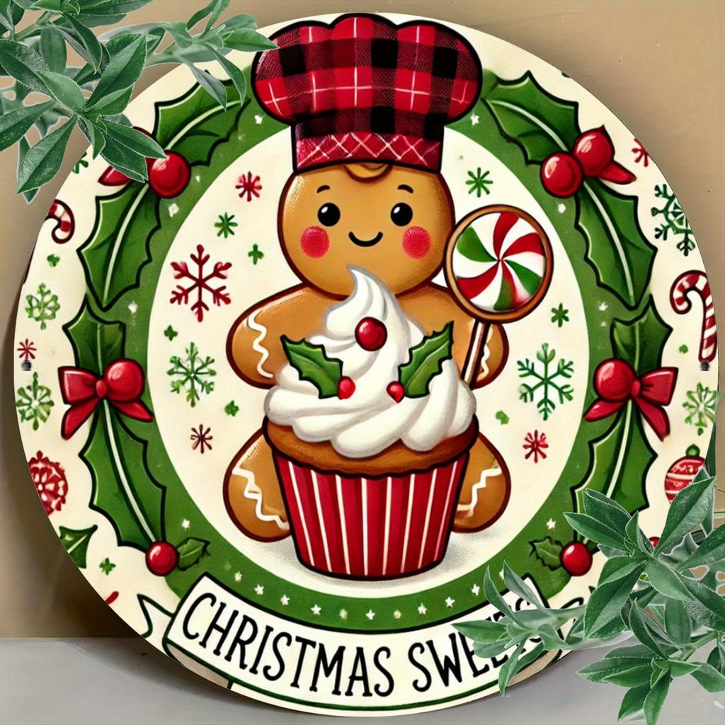 Vintage Christmas D Relief Art High Definition Metal Wall Art Set of Retro Round Iron Sheet Decor Includes Santa Truck Sno