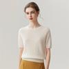 Lekasha 100% Pure Cashmere Round Neck Hollow Knit Short Sleeve T-Shirt