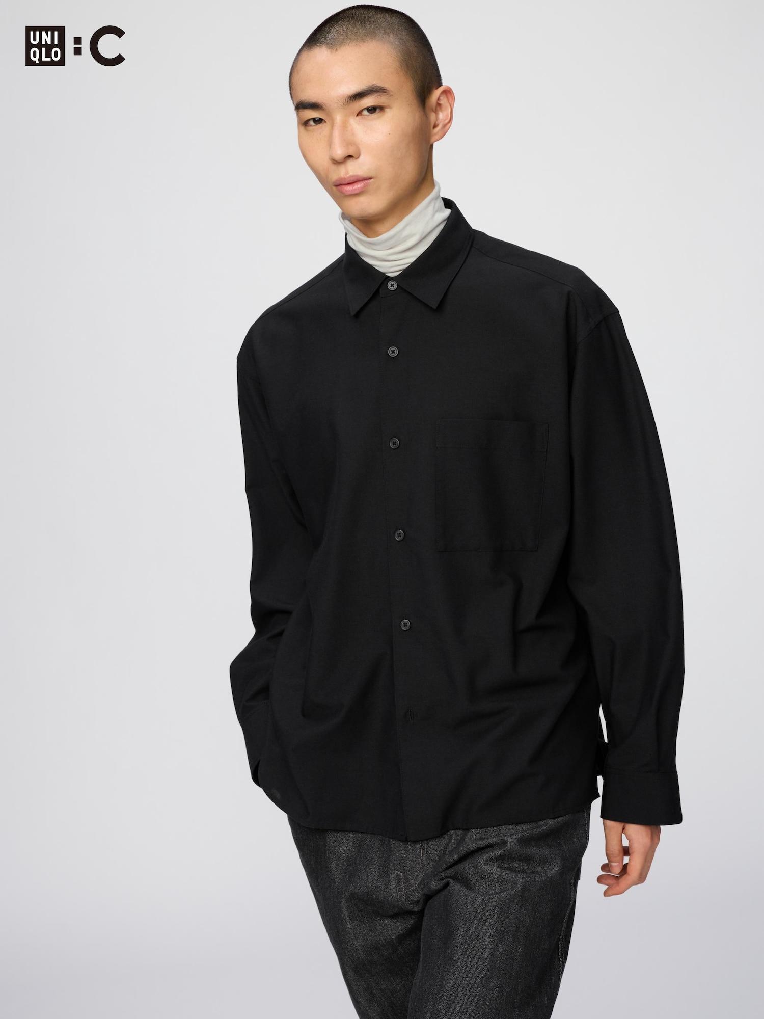 Uniqlo Япония Мягкая рубашка Easy Care 09 BLACK/XS