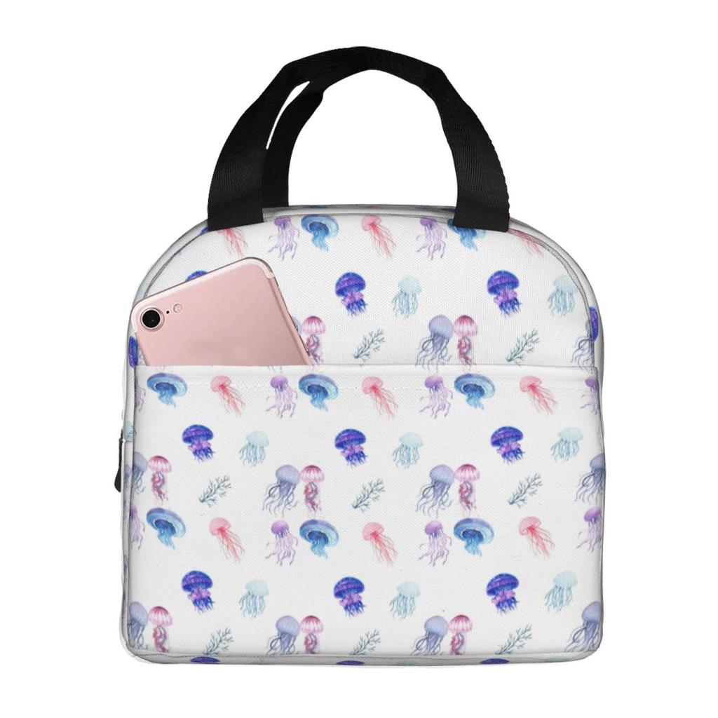 Borsa Termica per Pranzo ad Acquerello Medusa Subacquea per Bambini Scuola Borsa Frigo Termica Scatola per Cibo Borsa Tote Contenitore Portatile per Pranzo