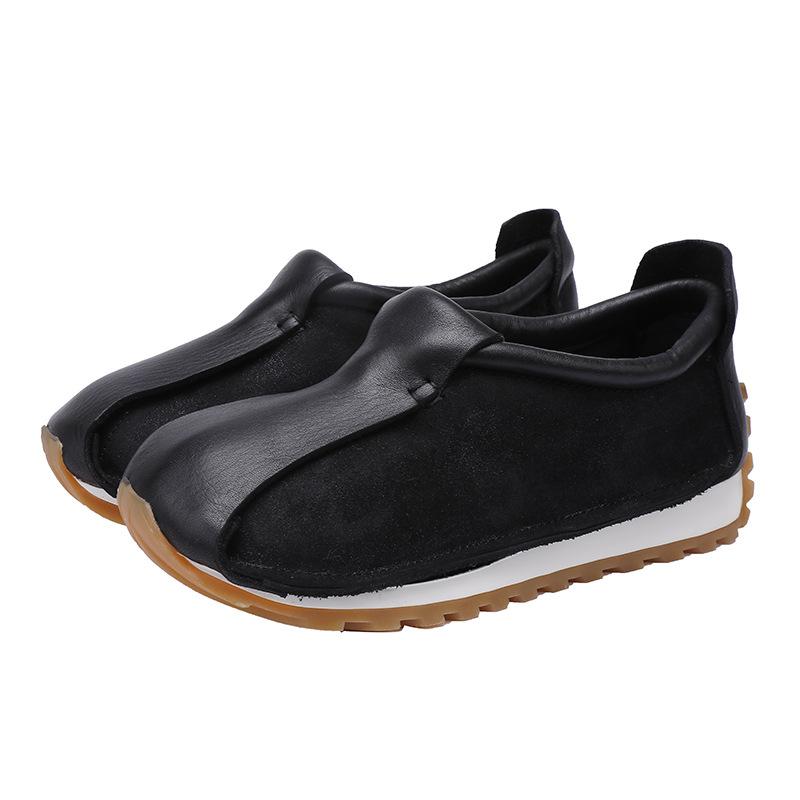 Fashion GKTINOO 3.5cm Cow Suede Genuine Leather Ankle Booties Women Boots Ladies Fashion  Moccasins Autumn Slip On Motorcycle Shoes