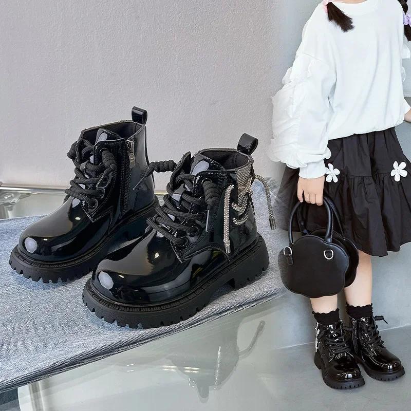 2024 Children Short Boots for Girl Autumn New Fashion Korean Style Soft Bottom Anti-slippery Chic Versatile Casual Leather Shoes