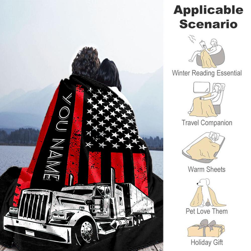 Big Truck Customize Your Name Blanket Gift Personalized Blanket Ultra-Soft Suitable for Bedding Livingroom Living Room Nap for All Occasions