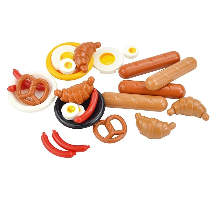 DlY Mini Figurine Blocuri de Construcție Alimente Pâine Pește Fructe Pui Crabi Hot Dog Tort Pizze Morcov Cutie Jucării Creative Piese Oraș Cărămidă