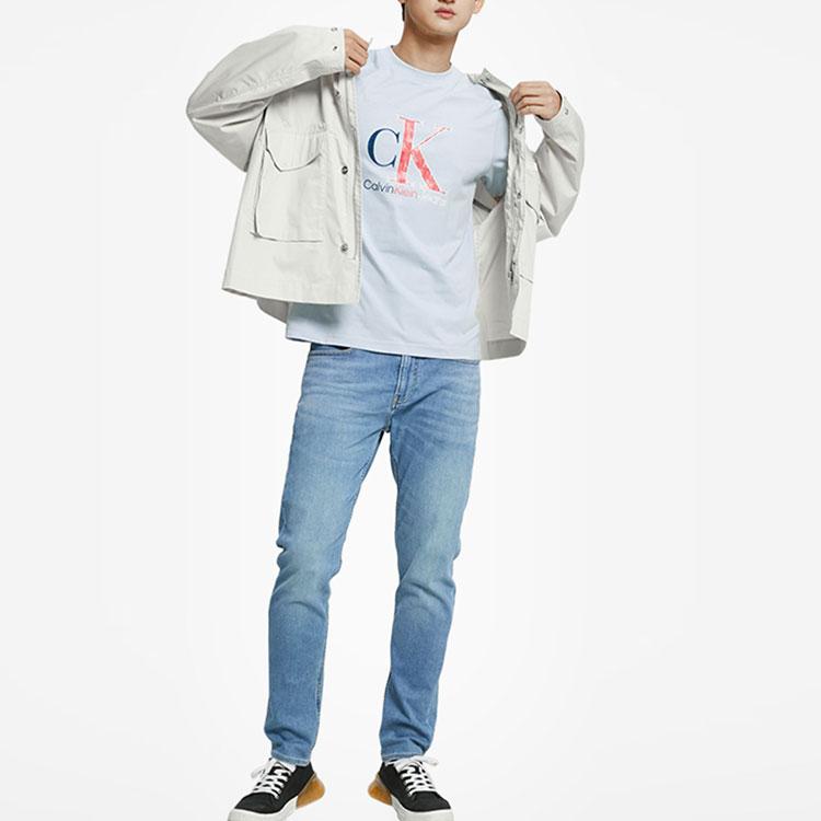 Calvin Klein Cotton Heart Logo Embroidered Round Neck T-Shirt Unisex Tops Blue J320567-C1U