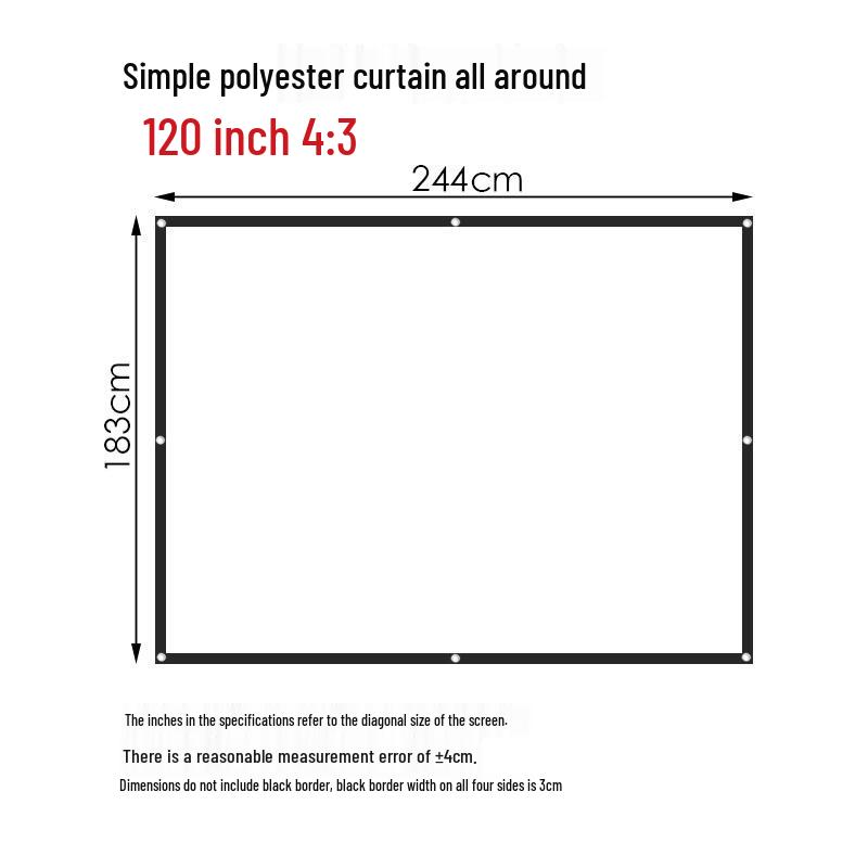 Portable Polyester HD Projection Screen - Foldable, 60 To 150 Inches, for Indoor/Outdoor Use