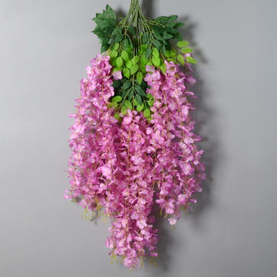 Artificial Wisteria Flower Hanging Garland Faux Silk Hanging Flower Strings Fake Wisteria Flower Vine for Wedding Garden Background Decor