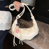 Bullhorn Shaped Underarm Bag Women's Solid Color Dumpling Handbag Zipper Shoulder Bag Knot Design Commute Dating Crossbody Bag