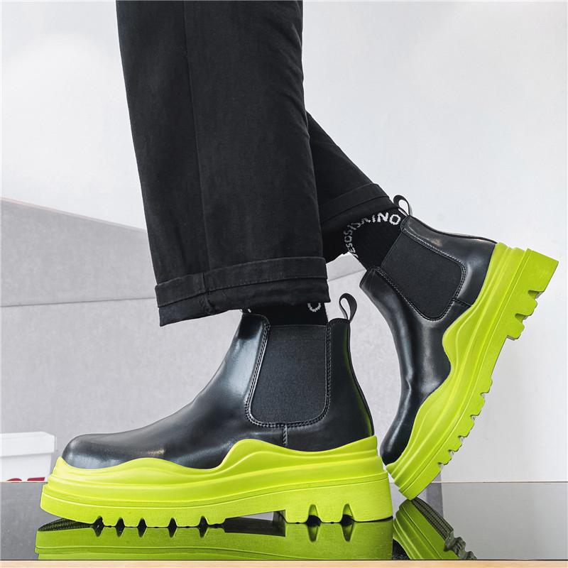 Luxury Brand Platform Men Boots Genuine Leather Chelsea Boots For Men Spring Autumn High Top Chunky Sneakers Male Short Boots