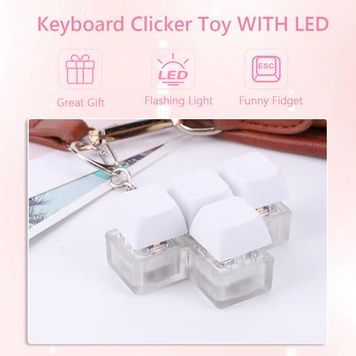 Clicky Fidgets Keychain with RGB Lights Anti Stress Light Up Keyboard Button Key Chain Stress Relief Toy For Office Accessories