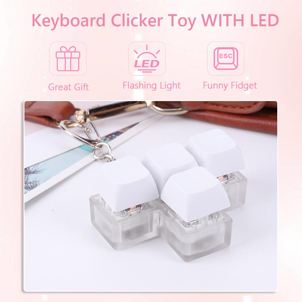 Clicky Fidgets Keychain with RGB Lights Anti Stress Light Up Keyboard Button Key Chain Stress Relief Toy For Office Accessories
