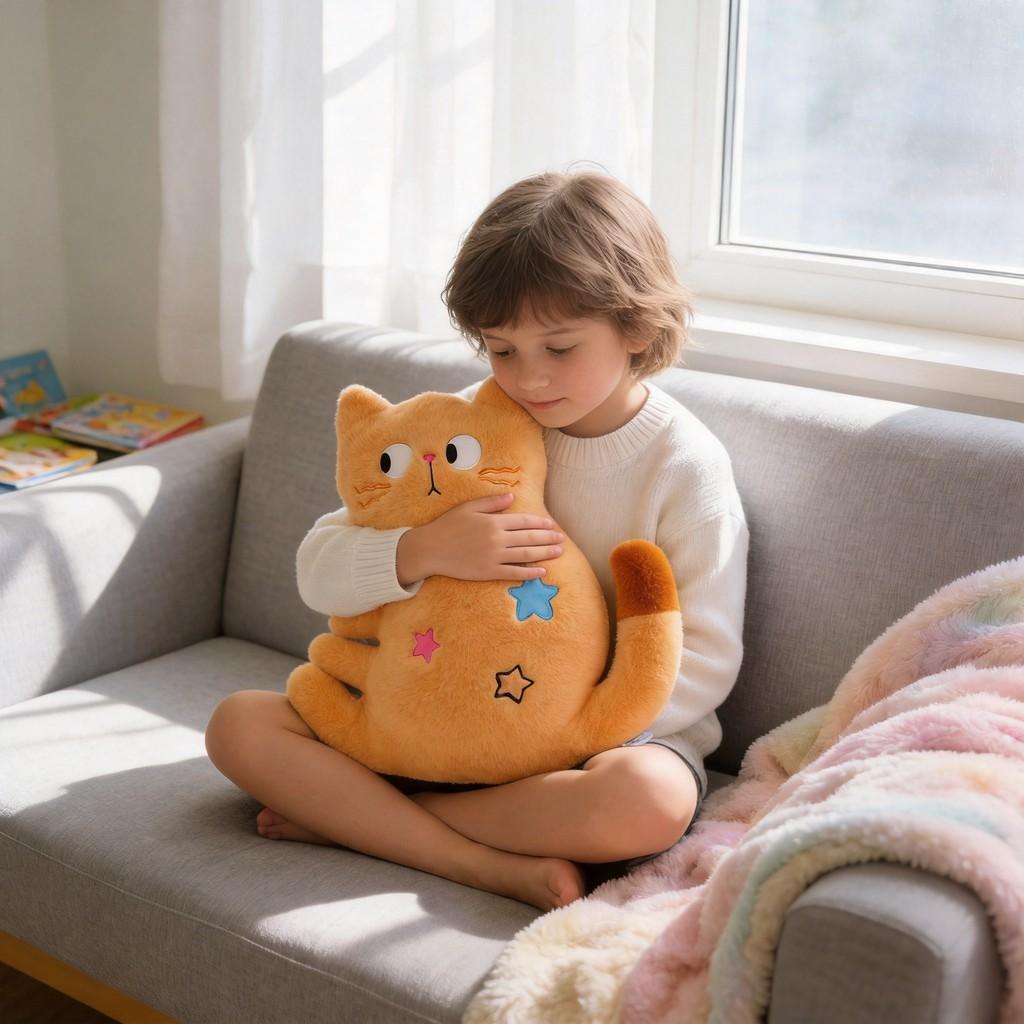 Soft Cute Cat Plush Pillow With Polyester Filling For Children And Office Relaxation