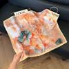 Simulated silk women's small square scarf, Korean cashew nut leopard print small silk scarf, headscarf, four-season scarf, professional scarf.