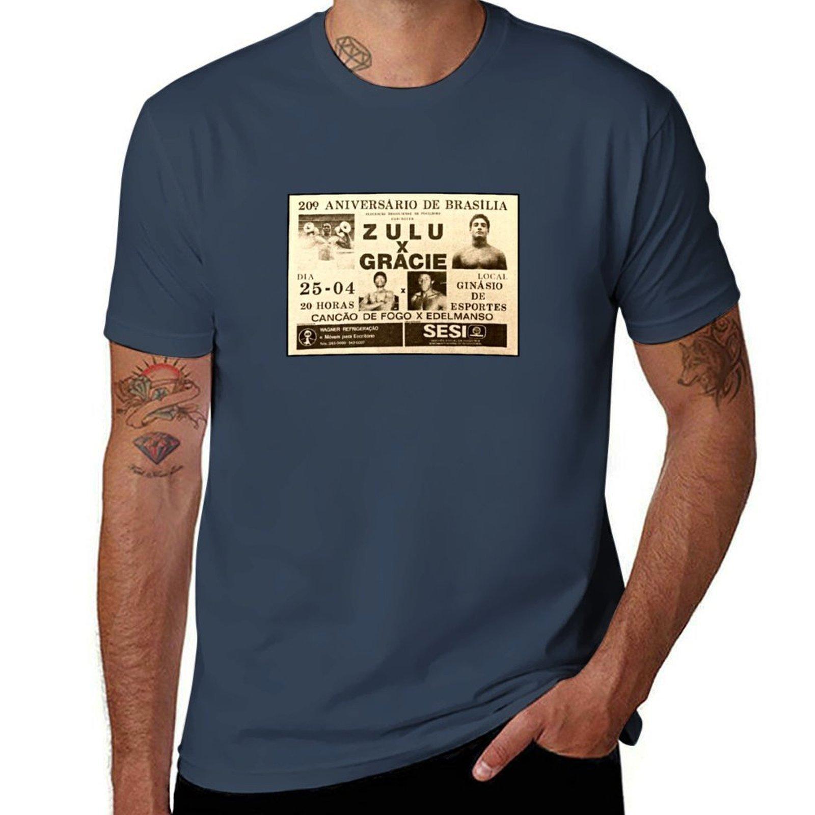 1980 classic fight GRACIE X ZULU TShirt Basic Crew Neck Short Sleeve Top S