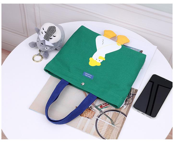 

Милая холщовая сумка Duck Duck, повседневная сумка для студентов, сумка на одно плечо, переносная сумка для хранения 28*22*5cm