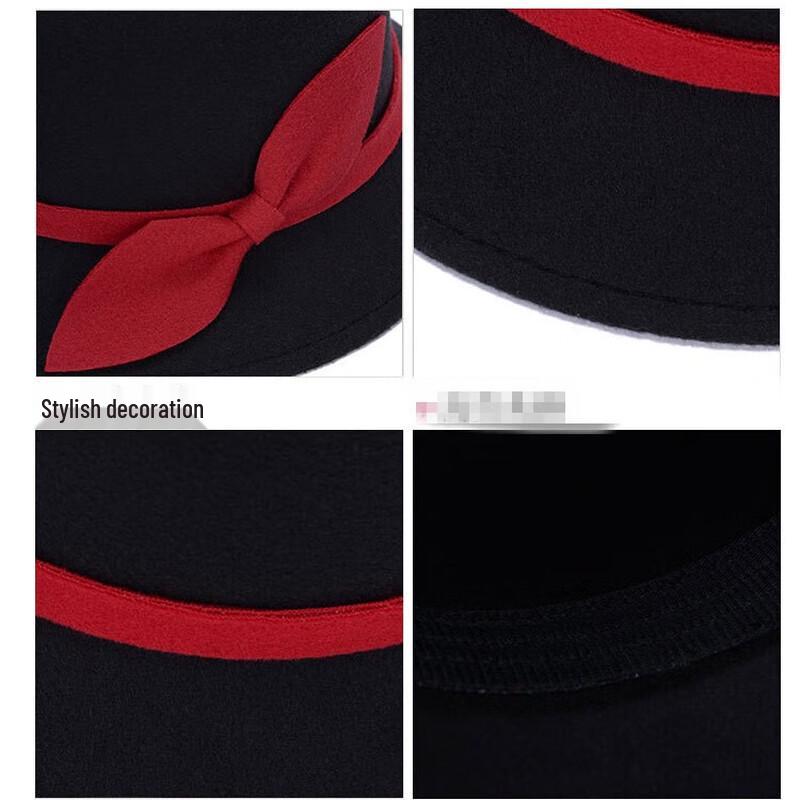 Women's Retro Wool Felt Hat with Leaf Bow
