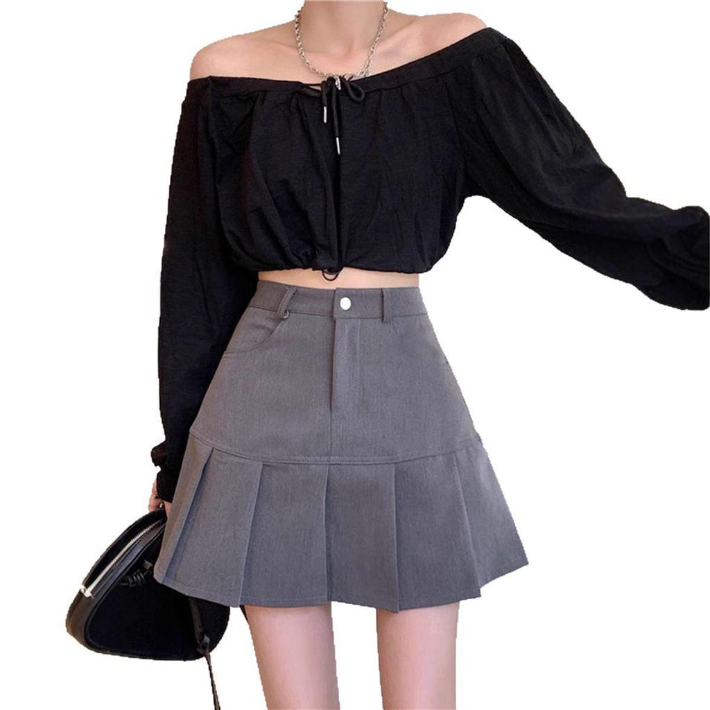 2025 Summer Women's Pleated Midi Skirt: Trendy, High Waist, Slim Fit, Versatile for Students.