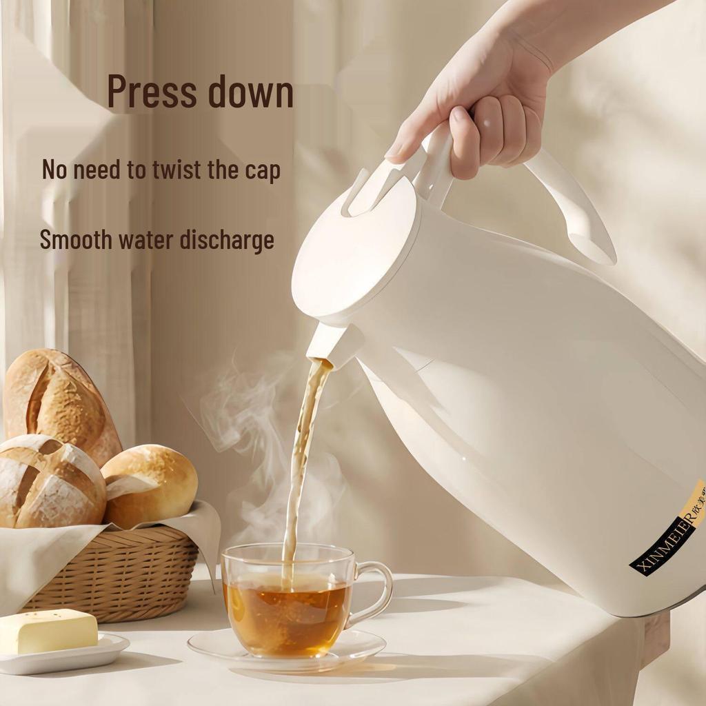 Glass-Lined Thermos Flask: Insulated Large-Capacity Hot Water & Tea Kettle for Home