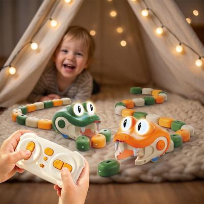 Rechargeable RC Snake Car Toy Magnetic Greedy Snake Car Fun Game Magnetic RC Car  2 Players Battle