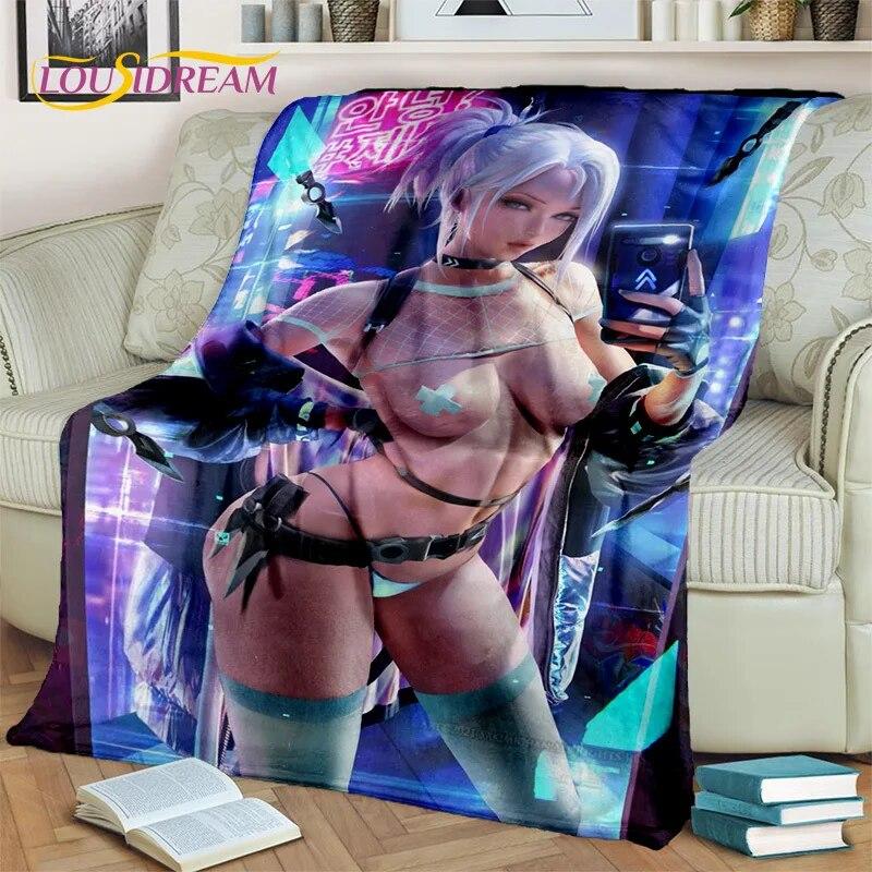 Anime-Spielfigur, sexy Spitze, Mädchen, niedliche Cartoon-Decke, weiche Überwurfdecke für Zuhause, Schlafzimmer, Bett, Sofa, Picknick, Decke, Kinder