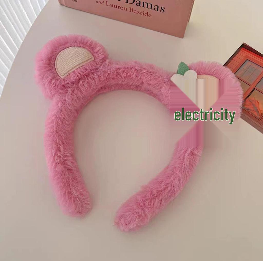 Strawberry Bear Plush Headband - Non-slip Cute Cartoon Hair Clip for Girls