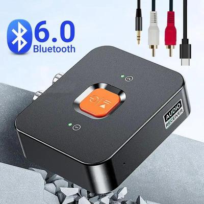 Bluetooth 6.0 Audio Receiver 3.5mm AUX RCA USB Stereo HIFI Music Wireless Adapter with Mic Support 2 Phones for Car Kit Speaker Amp