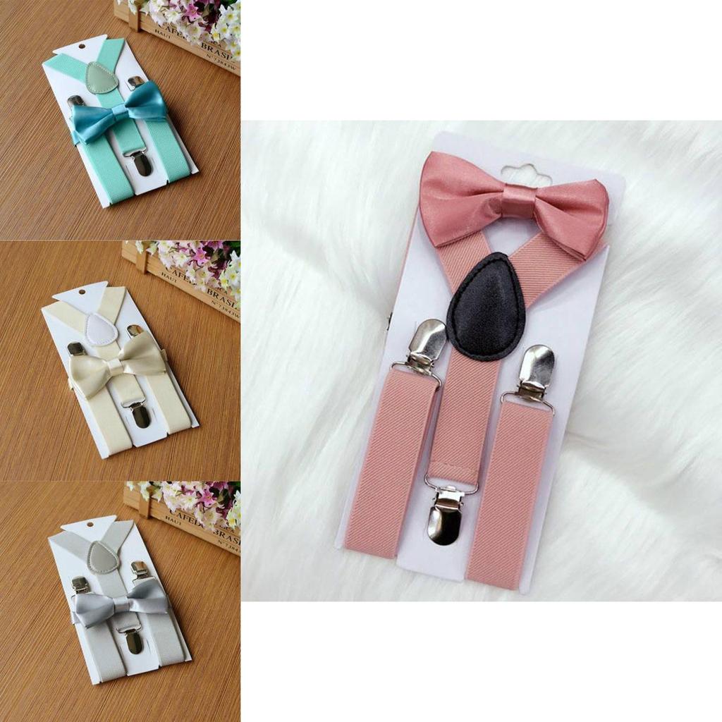 Adorable Children's Bow Tie Suspender Set With Elastic Adjustable Straps