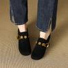 Huge and beautiful~! Frosted retro gold buckle thick heel loafer single shoes women's middle heel grandma shoes