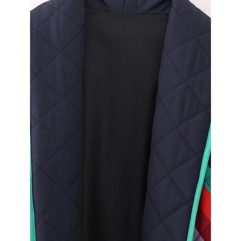 Autumn and Winter New Models, Women's Clothing, European and American Style French Retro Casual Splicing Printing Loose Cotton Clothes, Jackets