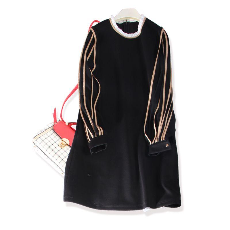 

Heavy Weight Contains a Small Amount of Wool! Self-Retention ~ Classic Style Women s Woven Cashmere Wooden Ear Collar Spiral Long Sleeves Dress Black High gram weight a small amount of wool