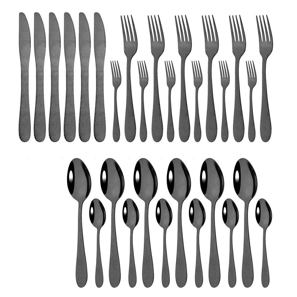 30pcs For 6 Stainless Steel Tableware Crystal pattern Cutlery Home Kitchen Flatware Fork Spoon Knife Spoon Dinnerware Set
