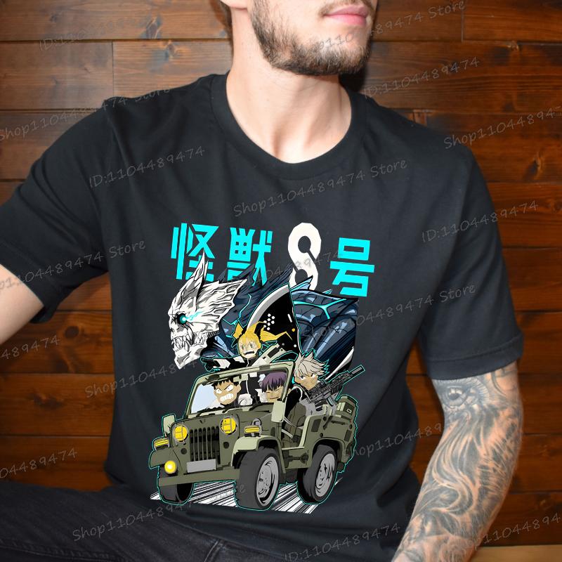 Funny Manga Kaiju No 8 Streetwear Japanese Y2K Anime Men T-shirt Casual Short Sleeve Harajuku Kafka Hibino Men's Clothing Tops