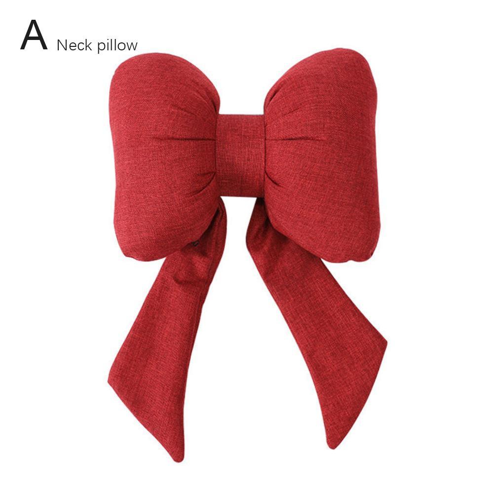 

Car Seat Headrest Neck Rest Cushion Big Bowknot Streamer Shaped Neck Pillow Quick Buckle Design Ergonomic Neck Lumbar Support