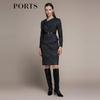 Women's Knit Long Sleeve Mid-Length Dress LM9N026NCF014