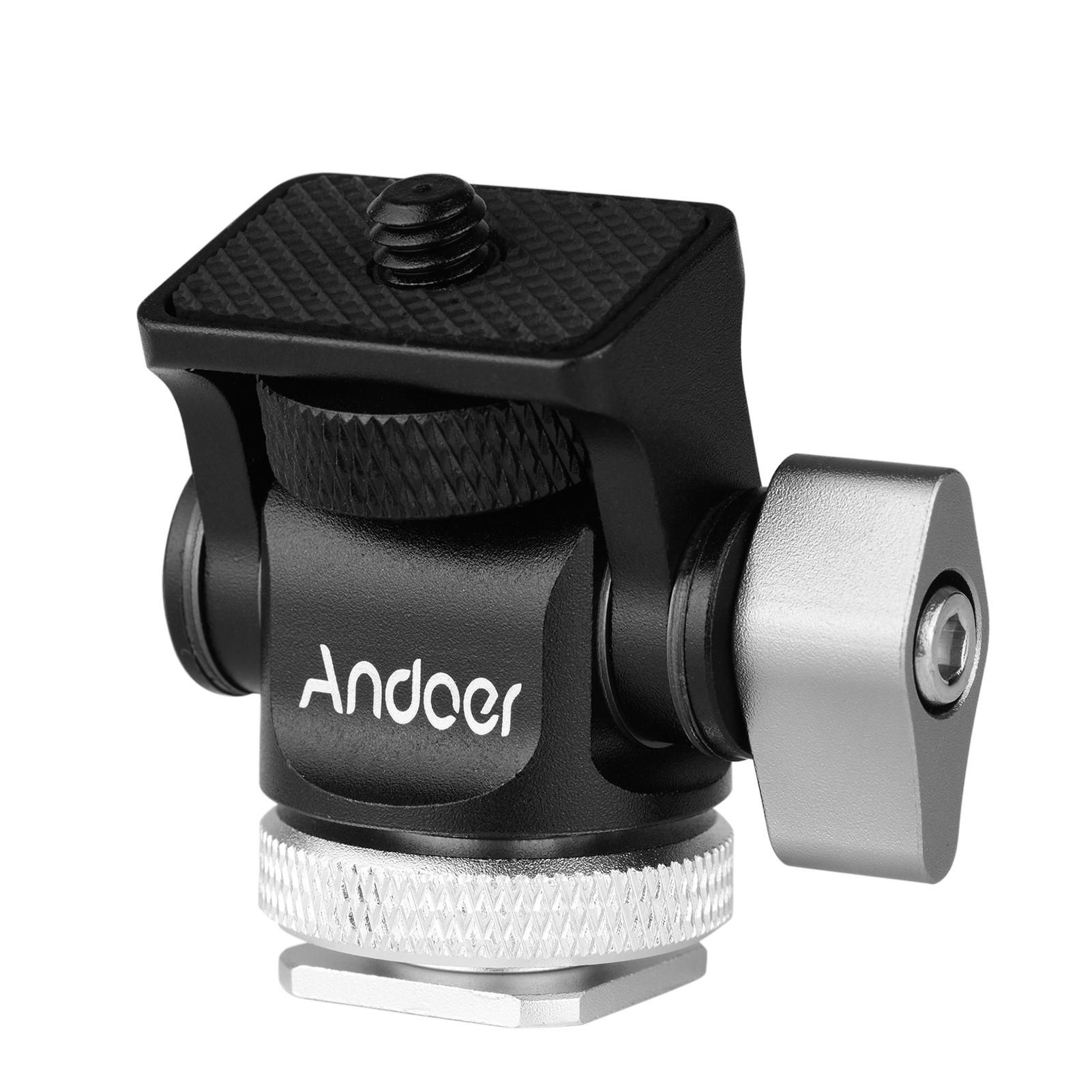 

Andoer Mini Monitor Mount Tripod Head Cold Shoe Adapter 1/4 Inch for Mounting Camera Monitor Flash Microphone LED Fill Light серебряный