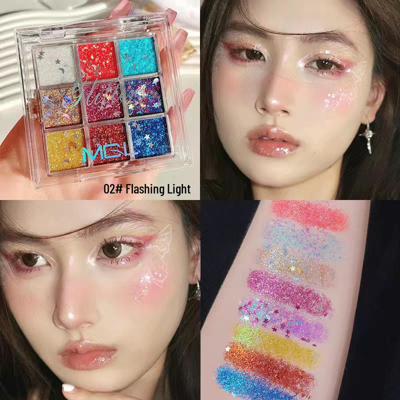 

Палетка глиттерных теней для сцены MGL Children s - Девять мерцающих, стойких цветов