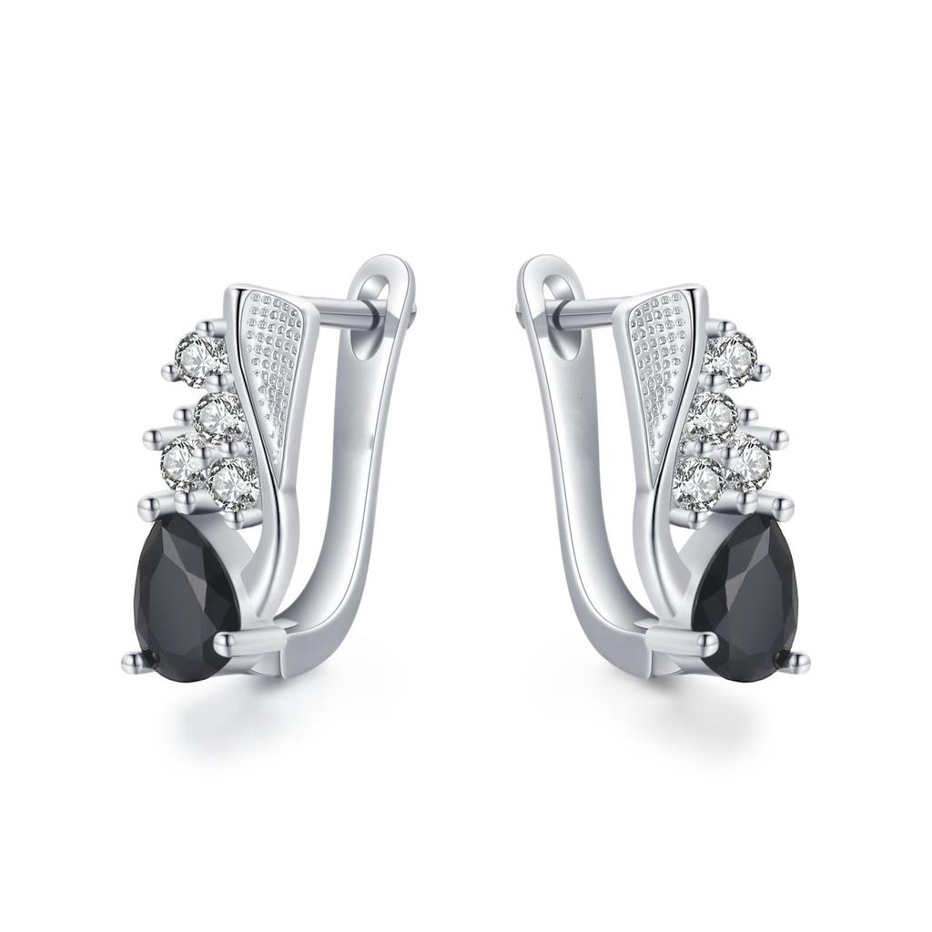 Black Awn Black Stone Earrings