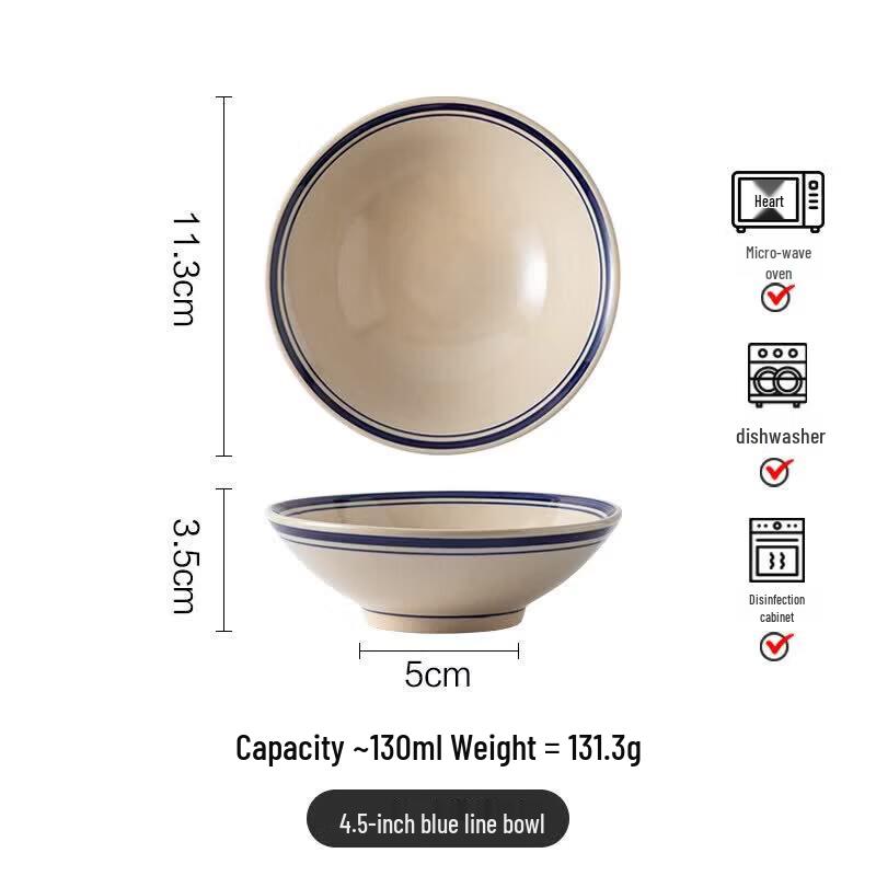 Retro Cream Style Ceramic Noodle Bowl
