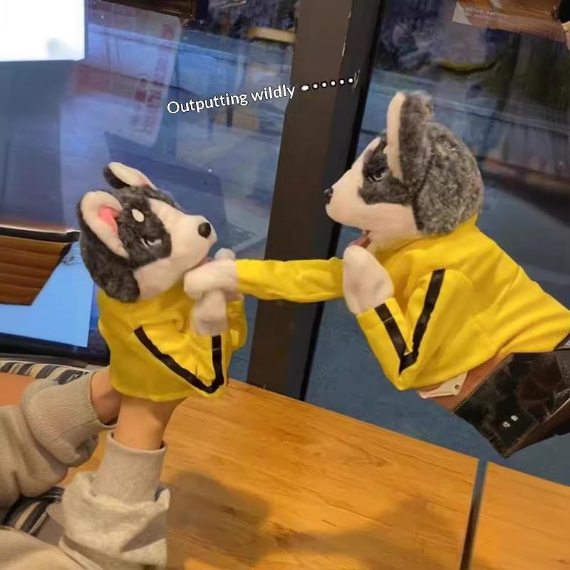 Sounding Husky Boxing Plush Doll Kung Fu Interactive Dog Toy Soft Stuffed Animal for Stress Relief Children Gifts