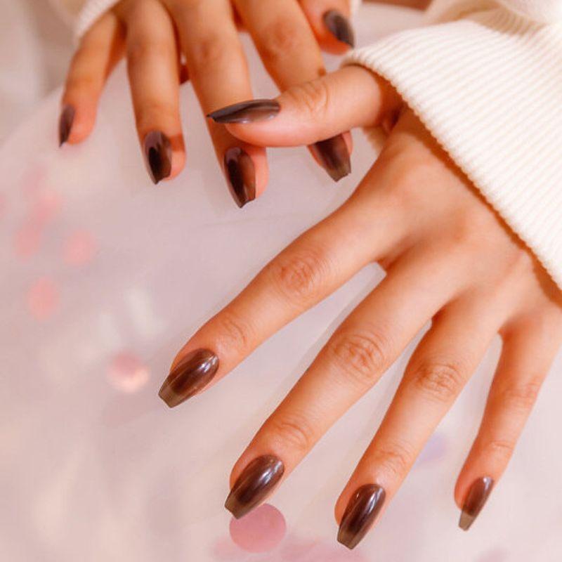 

Reusable Nail Tips Earl Grey (Coffin)