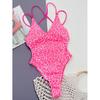 2024 New Summer Women Solid Color Swimsuit Backless Cross Bandage Swimwear One-Piece Suit Sexy Push Up Bikini Beachwear Bodysuit