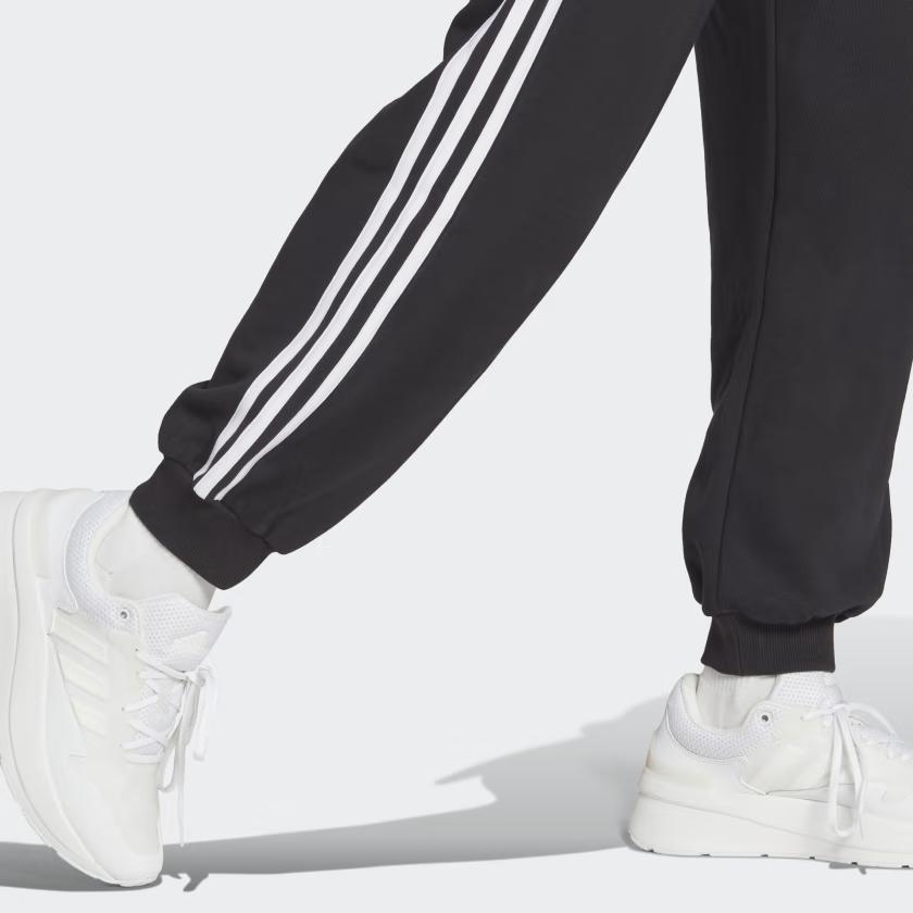 adidas Three-Stripe Cuffed Knit Pants Women Bottoms Black HA4375