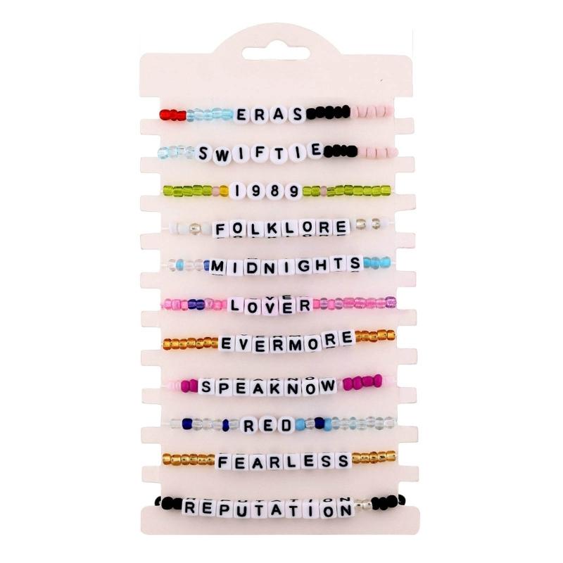 

11Pcs Unique Swiftie Bracelets Adjustable Stretch Beaded Beach Bracelets Bohemian Swiftie Letter Bead Wristband Jewelry 1