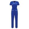 Damen Medizinischer Einteiler Jumpsuit Kurzarm Kordelzug Taille Elastischer Rücken Reißverschluss Taschen Arbeitskleidung