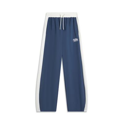 Série Estilo de Vida Esportivo Letra Casual Perna Reta Respirável Confortável Calça Esportiva de Tricô Feminina Inferiores Azul-Marinho Profundo AKLU568-2