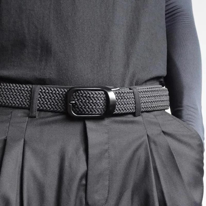 New Non-hole MEN'S AND WOMEN'S Woven Belt Elastic Stretch Canvas Belt Female Versatile Student Pants Belt