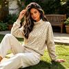 Warm Fall Clothing Women Leopard Print Sweatshirt, Mock Neck Long Sleeve Pullover with Sweatshirt Kangaroo Pocket, Drop Shoulder Casual Top for Winter