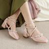 Sweet Summer Lolitas Shoes For Women's Sandals 2025 New Pink Close Toe Strap Low Heels Dance Footwear Shoes Girls Large Size 45
